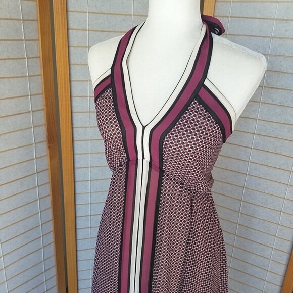 Michael Kors Cocktail Dress Size XS Border-Print Handkerchief Hem Lined - Picture 6 of 12